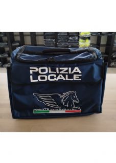 BORSA POLIZIA LOCALE MOD. PEGASO CON STEMMI RICAMATI. FORMATO CM. 45 X 25 X 36.